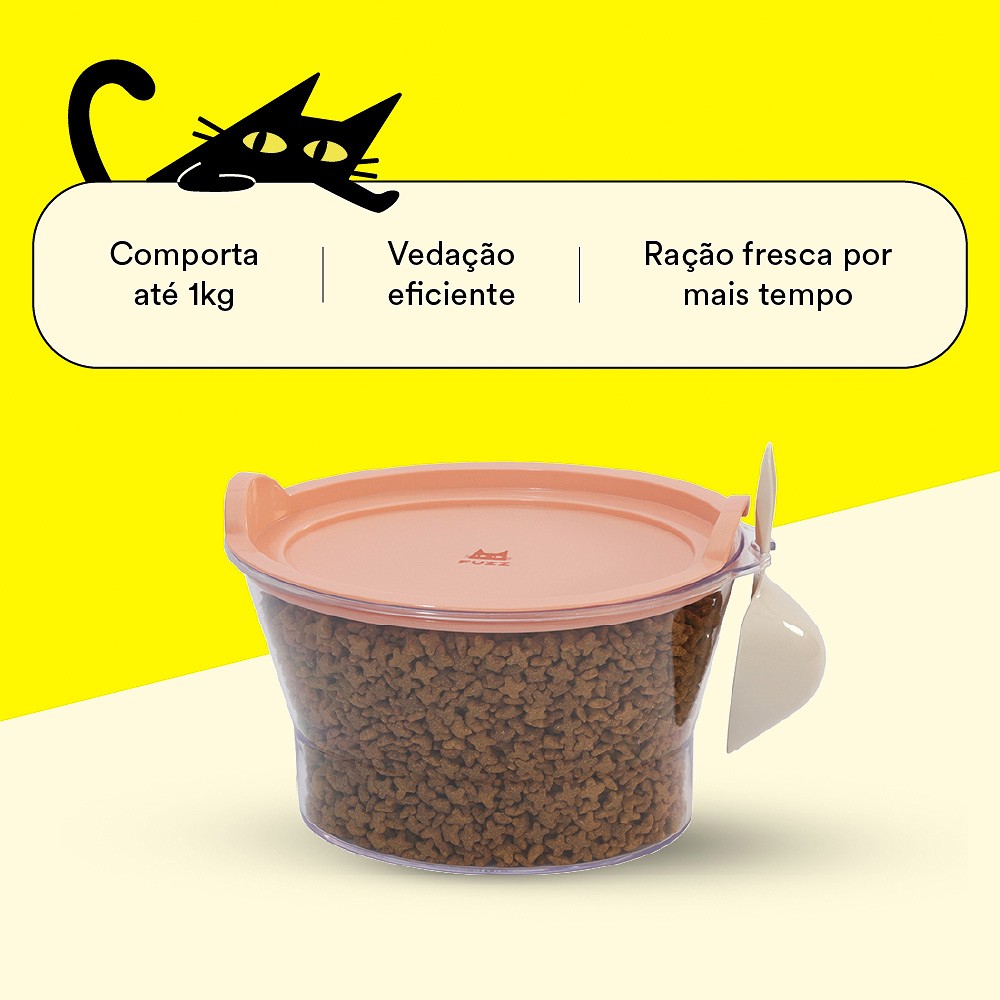 Porta Ração Fuzz Rosa para Gatos