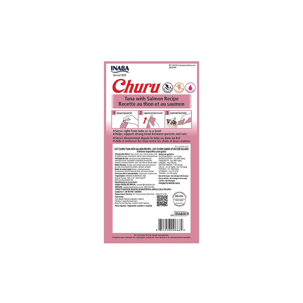 Petisco Cremoso Churu para Gatos sabor Atum com Salmão