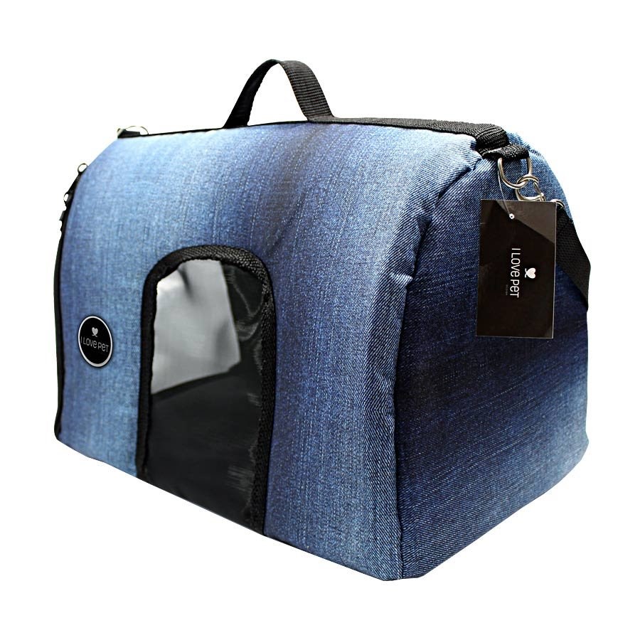 Bolsa de Transporte I Love Pet Jeans para Cães e Gatos