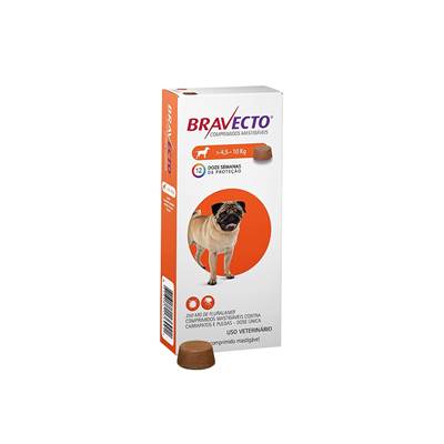 Antipulgas e Carrapatos Bravecto para Cães de 4,5kg a 10kg - 250mg 1 comprimido