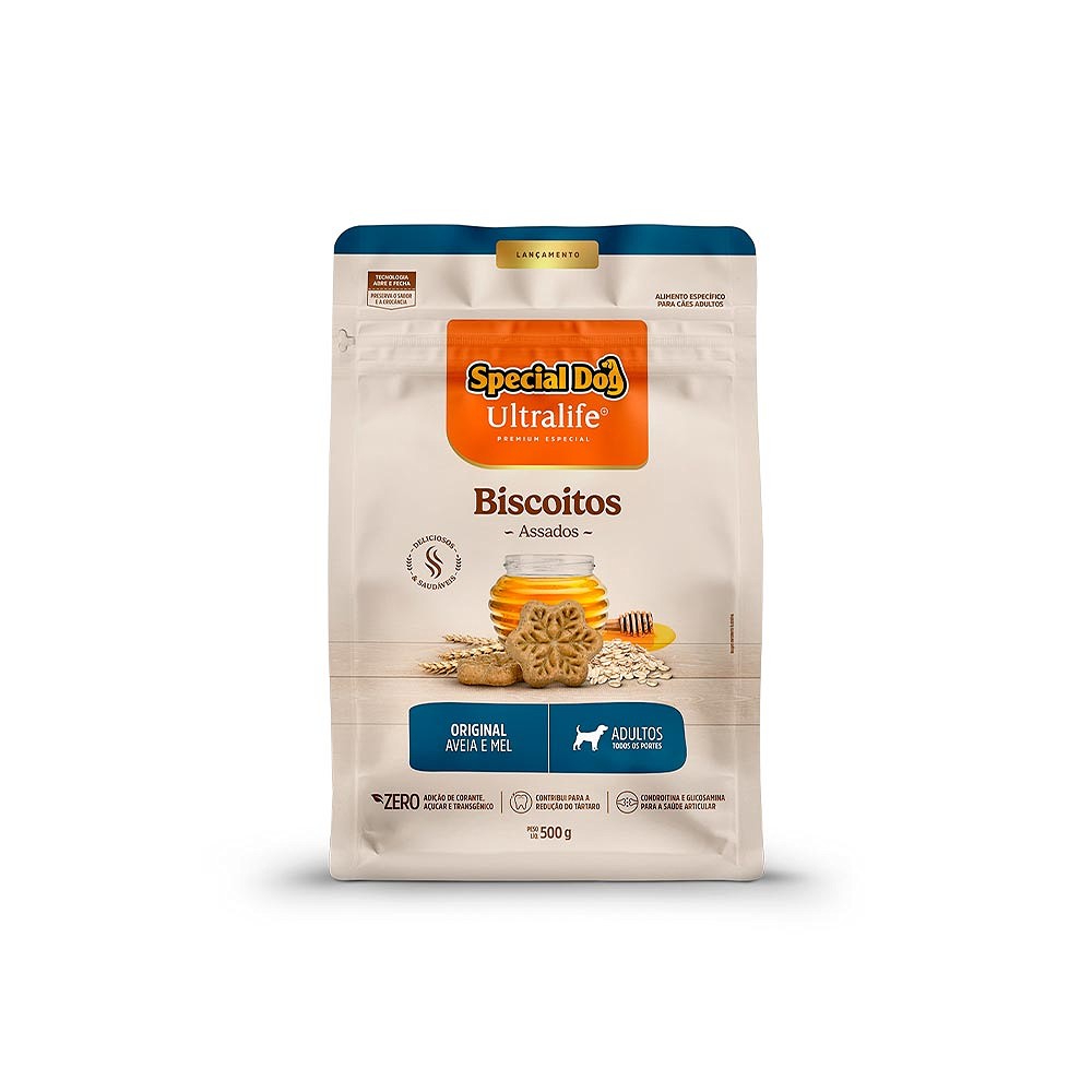 Biscoito Special Dog Ultralife Original para Cães Adultos Sabor Aveia e Mel