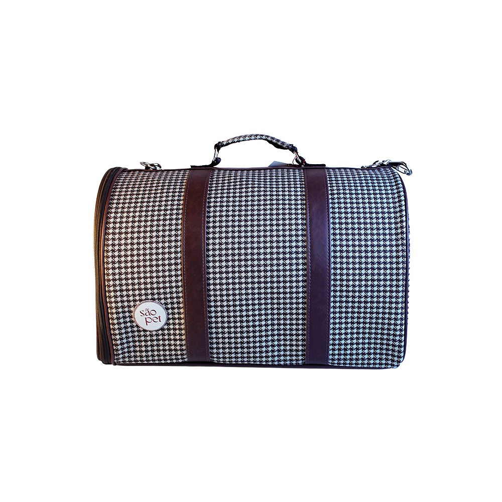 Bolsa de Transporte São Pet Pied Poule para Cães e Gatos Marrom