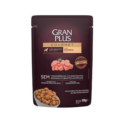 Ração GranPlus Sachê Gourmet para Cães Adultos sabor Frango 100g