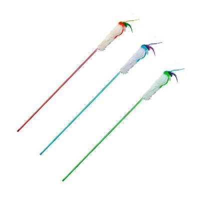 Brinquedo Napi Vara Com Cilindro e Penas para Gatos - Cores Sortidas U