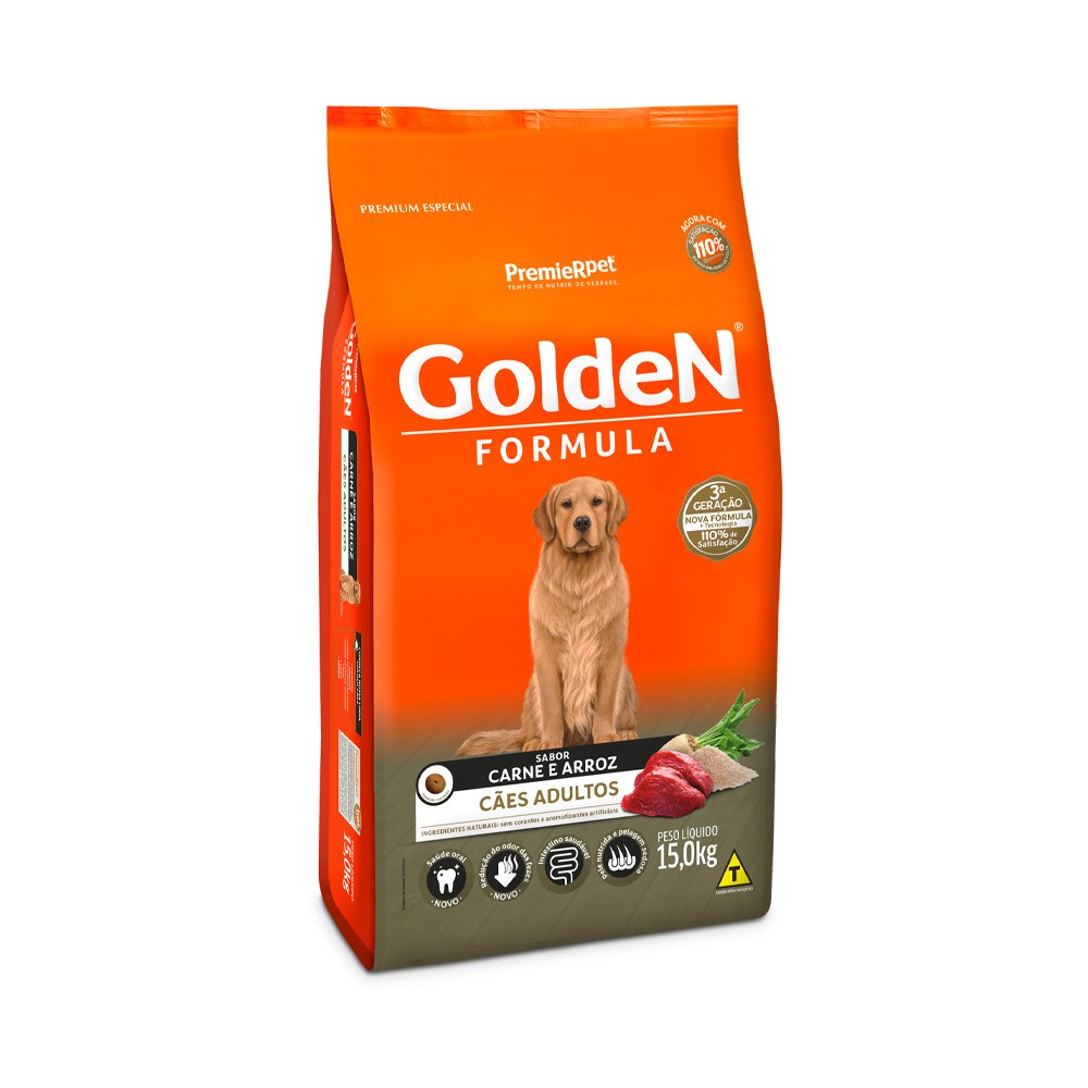 Ração Golden Fórmula para Cães Adultos sabor Carne & Arroz