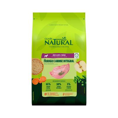Ração Guabi Natural para Cães Filhotes Porte Médio sabor Frango & Arroz Integral 20kg
