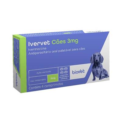 Antiparasitário Biovet Ivervet 3mg para Cães até 15kg 3mg