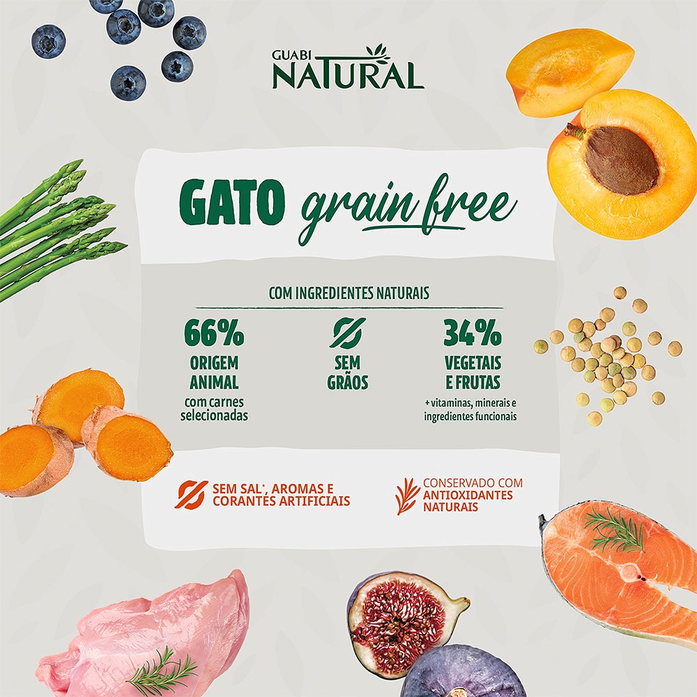 Ração Guabi Natural Grain Free para Gatos Adultos Castrados sabor Salmão & Lentilha