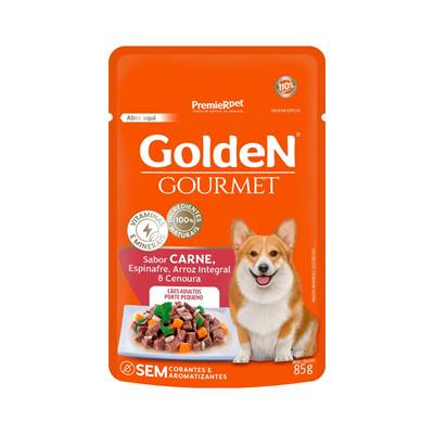 Ração Golden Gourmet para Cães Adultos de Porte Pequeno sabor Carne 85g