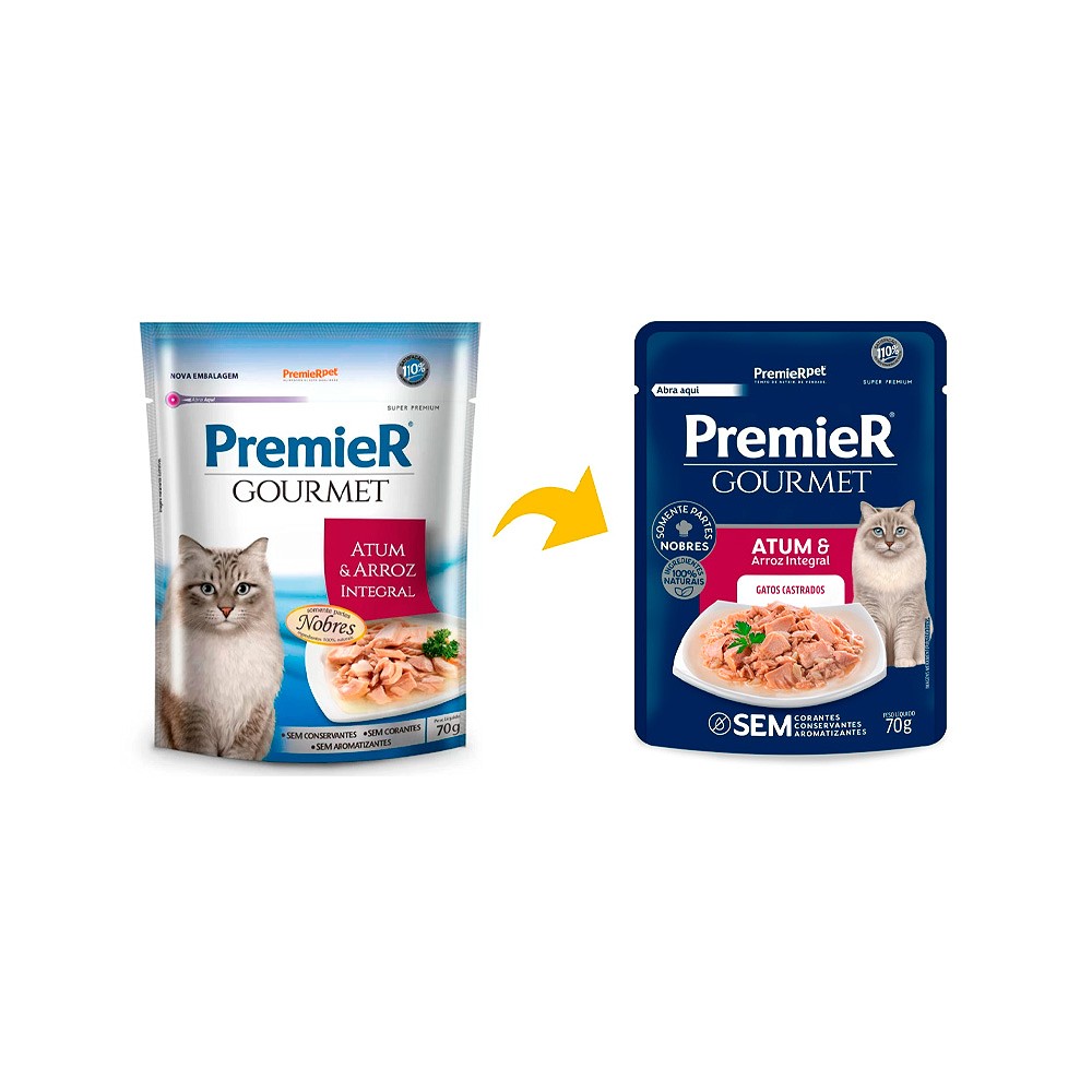 Ração PremieR Gourmet para Gatos Adultos Castrados sabor Atum