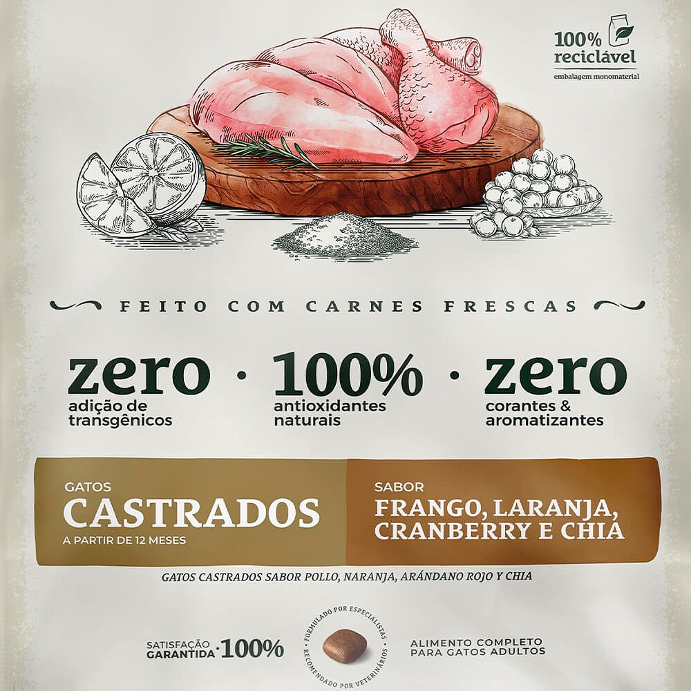 Ração Bionatural Prime para Gatos Castrados Sabor Frango