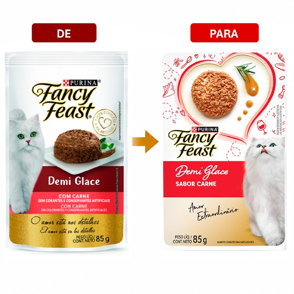 Ração Fancy Feast Sachê para Gatos Adultos sabor Demi Glace Carne 