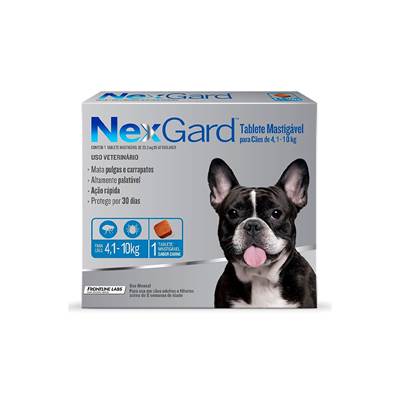 Antipulgas e Carrapatos Nexgard para Cães de 4,1kg a 10kg 1 comprimido