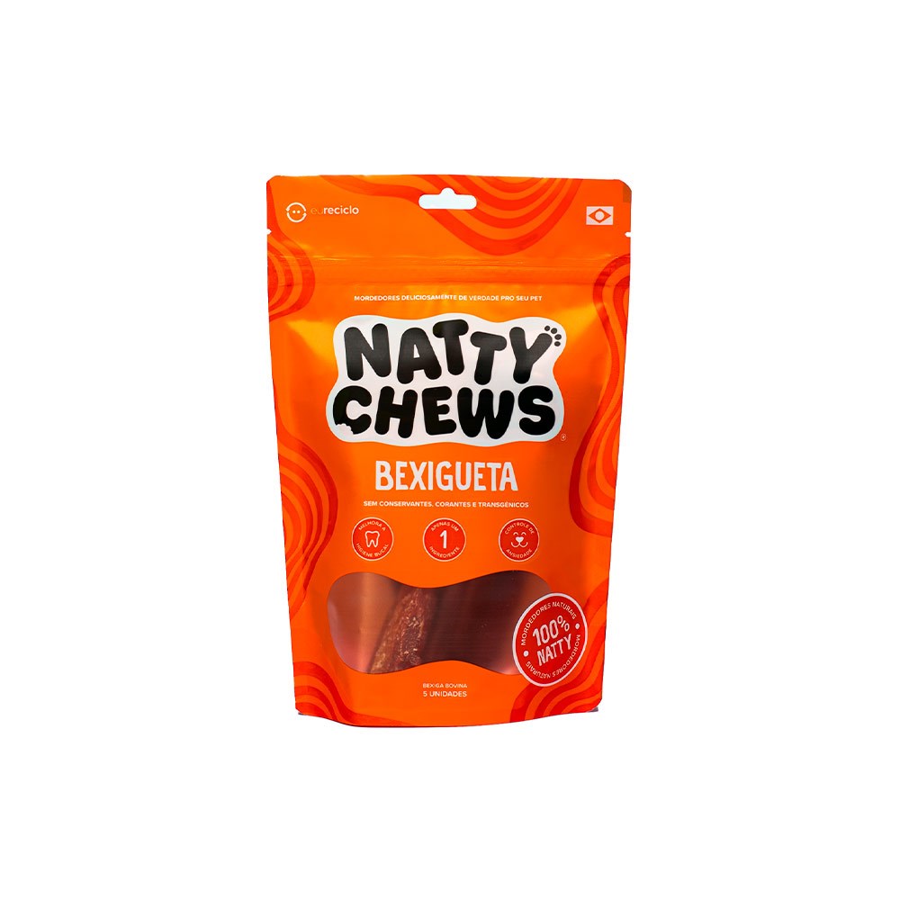 Osso Natty Chews Bexiga Bovina Natural para Cães - 5 Unidades