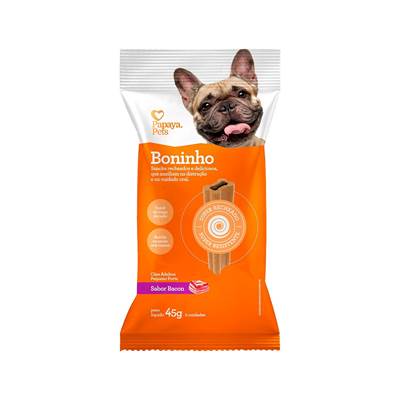 Snack Papaya Pets Boninho para Cães Adultos de Porte Pequeno Sabor Bacon 225g
