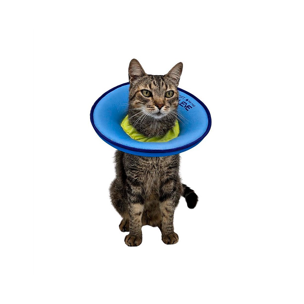 Colar Elisabetano Pet Med Ultraleve Soft Azul e Lima para Gatos