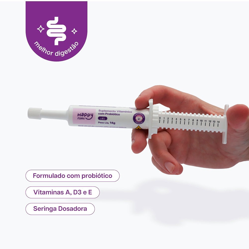 Suplemento Vitamínico com Probiótico Happy Flora para Cães