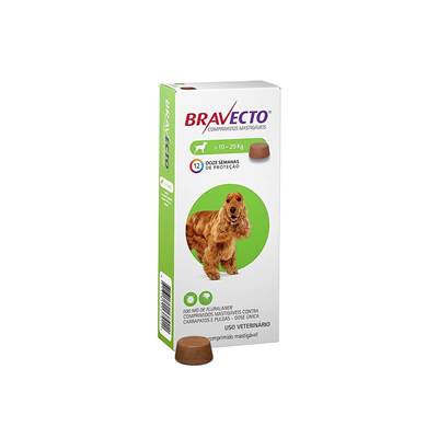 Antipulgas e Carrapatos Bravecto para Cães de 10kg a 20kg - 500mg 1 comprimido