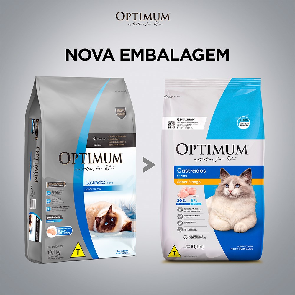 Ração Optimum para Gatos Adultos Castrados sabor Frango