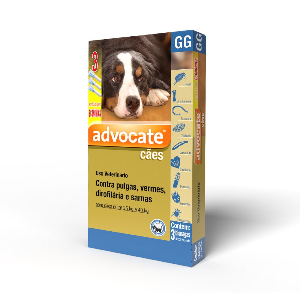 Antipulgas e Endectocida Advocate 4,0ml para Cães entre 25kg e 40kg 