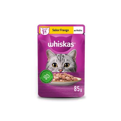 Ração Whiskas Sachê para Gatos Adultos sabor Frango 85g