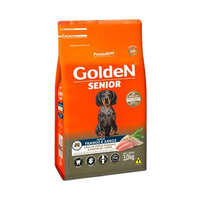 Ração Golden Sênior Mini Bits para Cães de Pequeno Porte a partir de 7 anos sabor Frango & Arroz 3kg