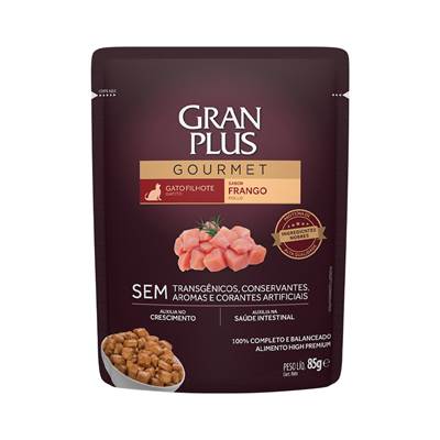 Ração GranPlus Sachê Gourmet para Gatos Filhotes sabor Frango 85g