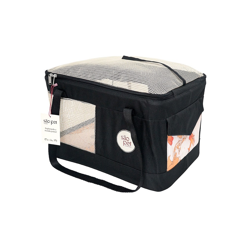 Bolsa de Transporte São Pet Aerial LT para Cães e Gatos Preta