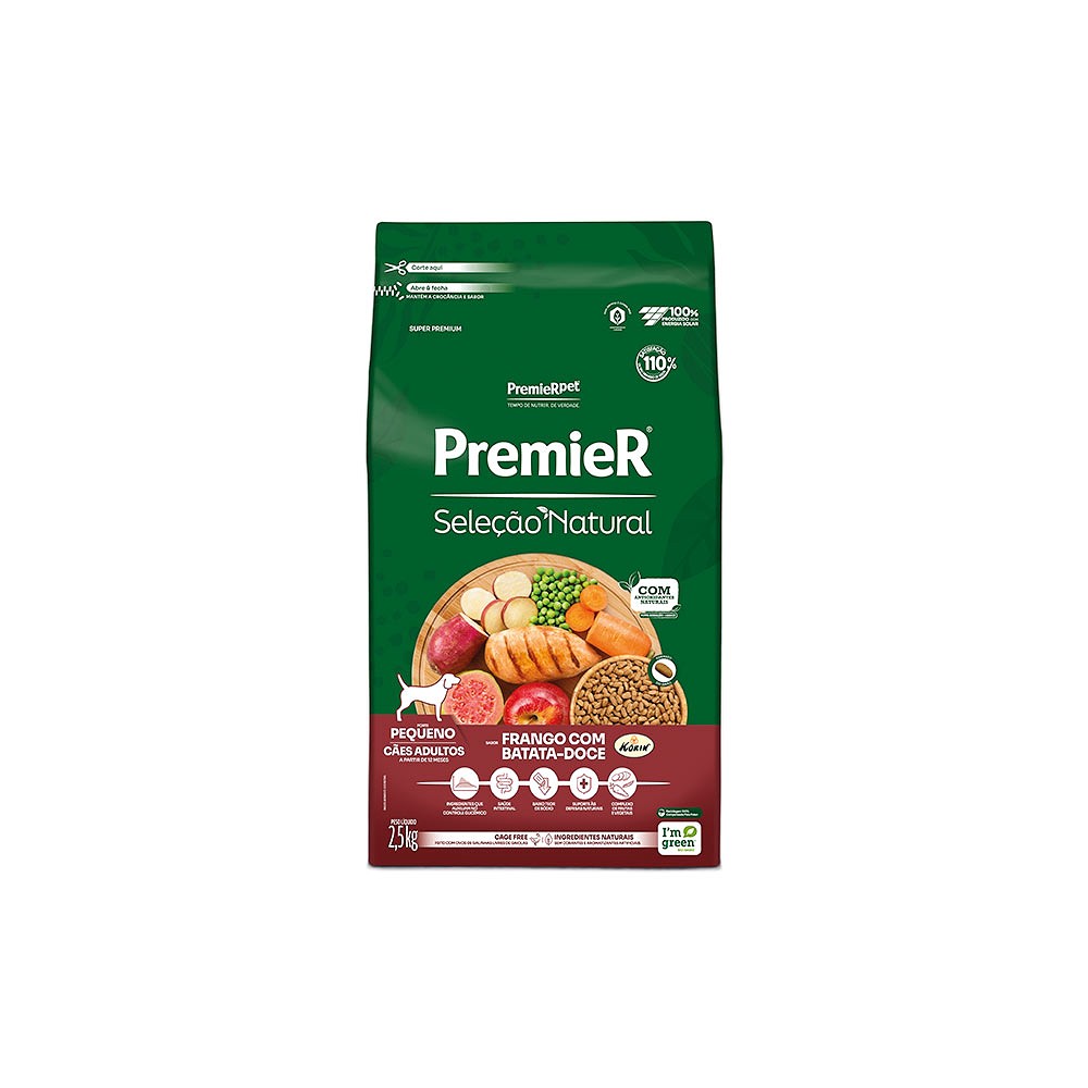 Ração Premier Seleção Natural para Cães Filhotes Raças Pequenas sabor Frango & Batata Doce